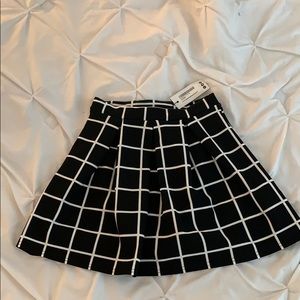 Check Textured Box Pleat Skater Skirt